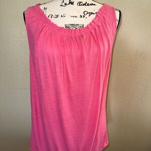 Preowned LOFT Pink Sleeveless Pleated Top, Small Petites
